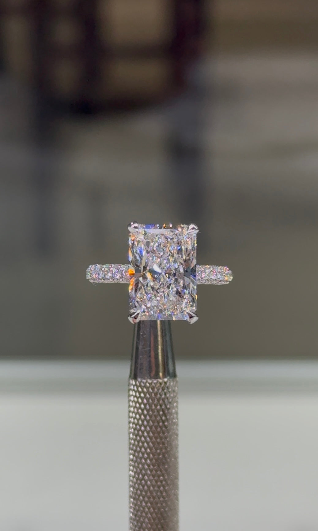 Carat Radiant Cut Diamond Ring Micro Pave Hidden Halo Radiant Cut