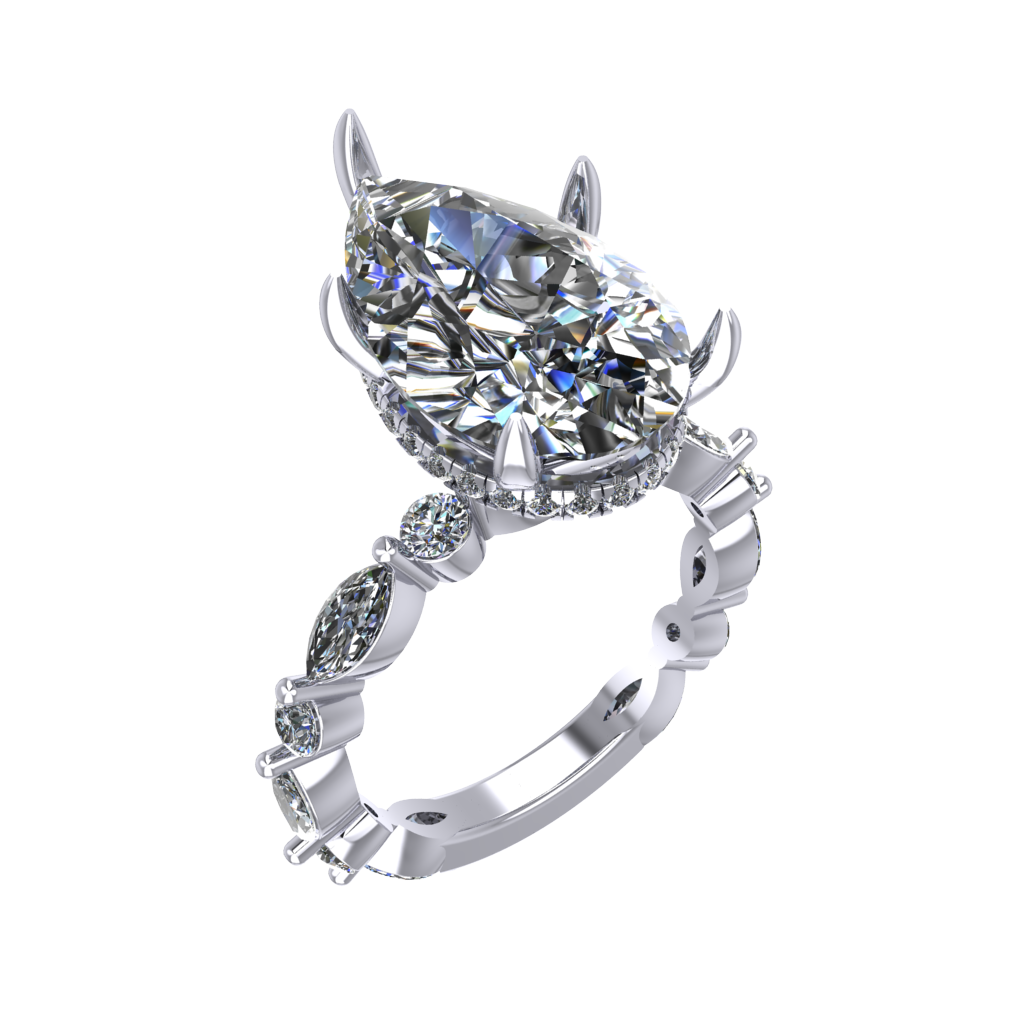 5.00 Carat Pear on Marquise Round Setting