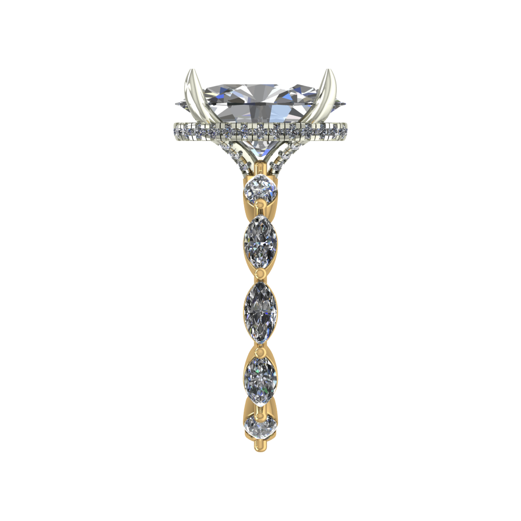 The Lexy. Oval Brilliant with Marquise Cut Sides Hidden Halo