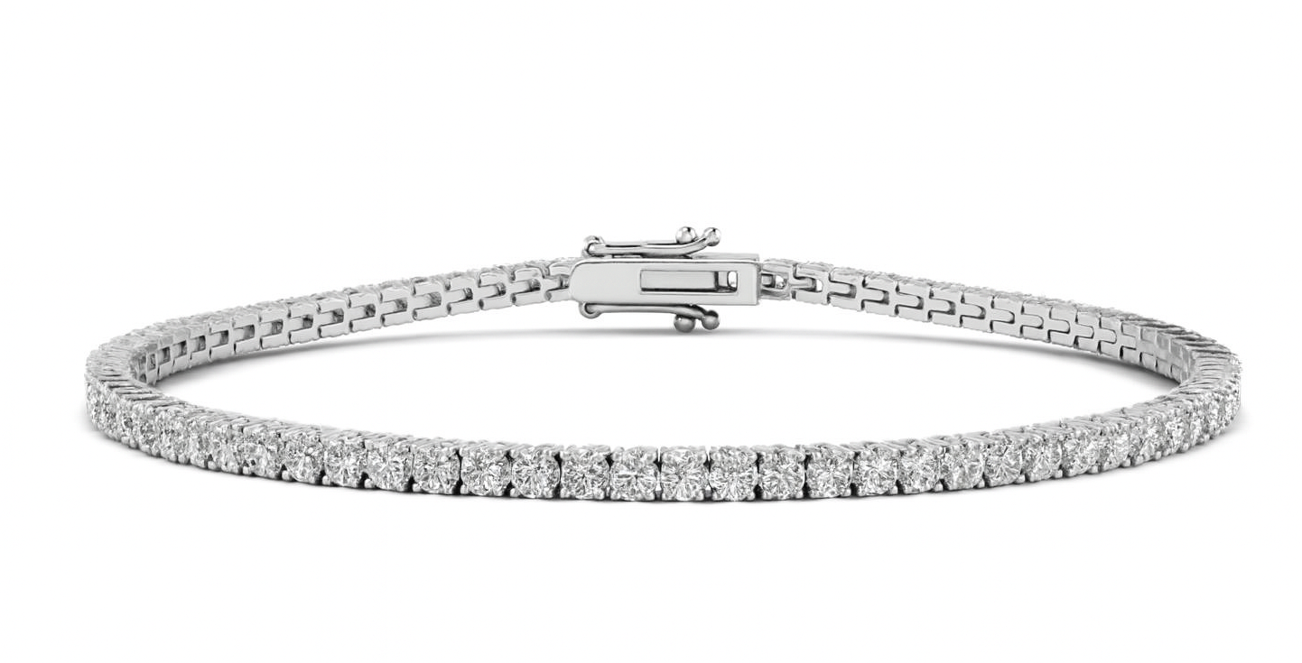 4 Prong Round Tennis Bracelet Double Safety