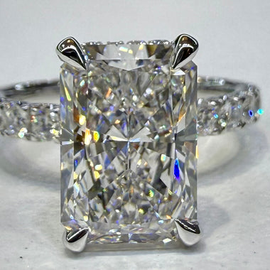 4 Carat Radiant Cut in Signature Hidden Halo Setting 1.24ct 14K White Gold