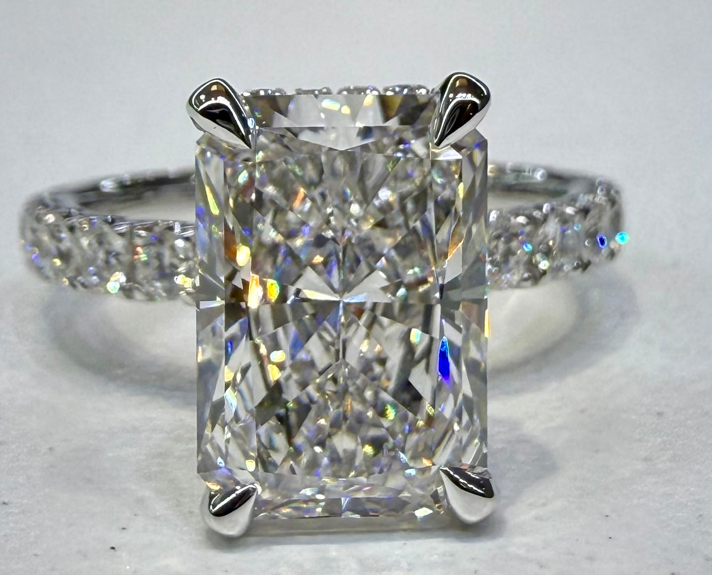 4 Carat Radiant Cut in Signature Hidden Halo Setting 1.24ct 14K White Gold