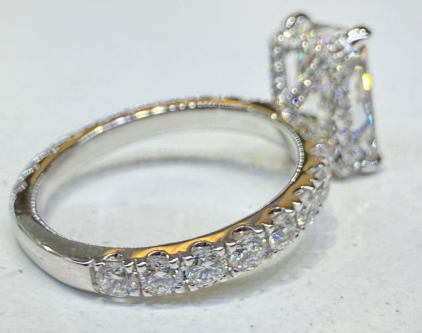 4 Carat Radiant Cut in Signature Hidden Halo Setting 1.24ct 14K White Gold