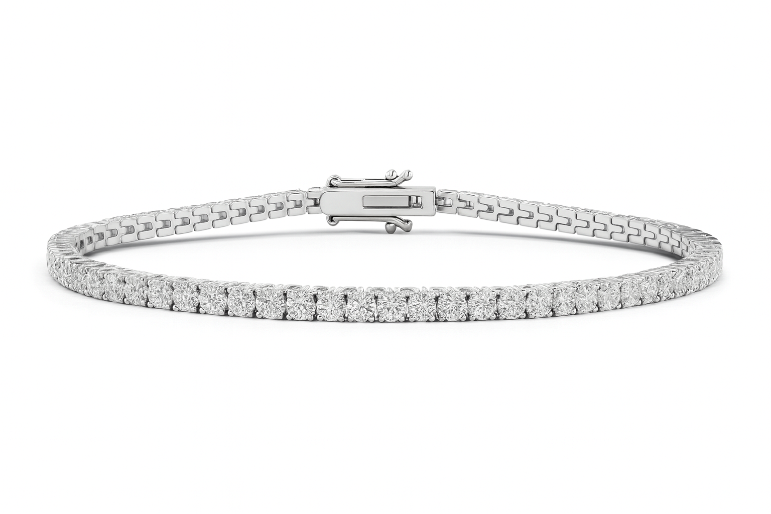 4 Prong Round Tennis Bracelet Double Safety
