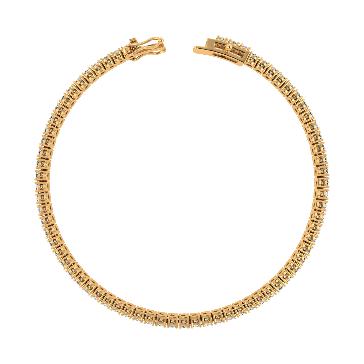 4 Prong Round Tennis Bracelet Double Safety