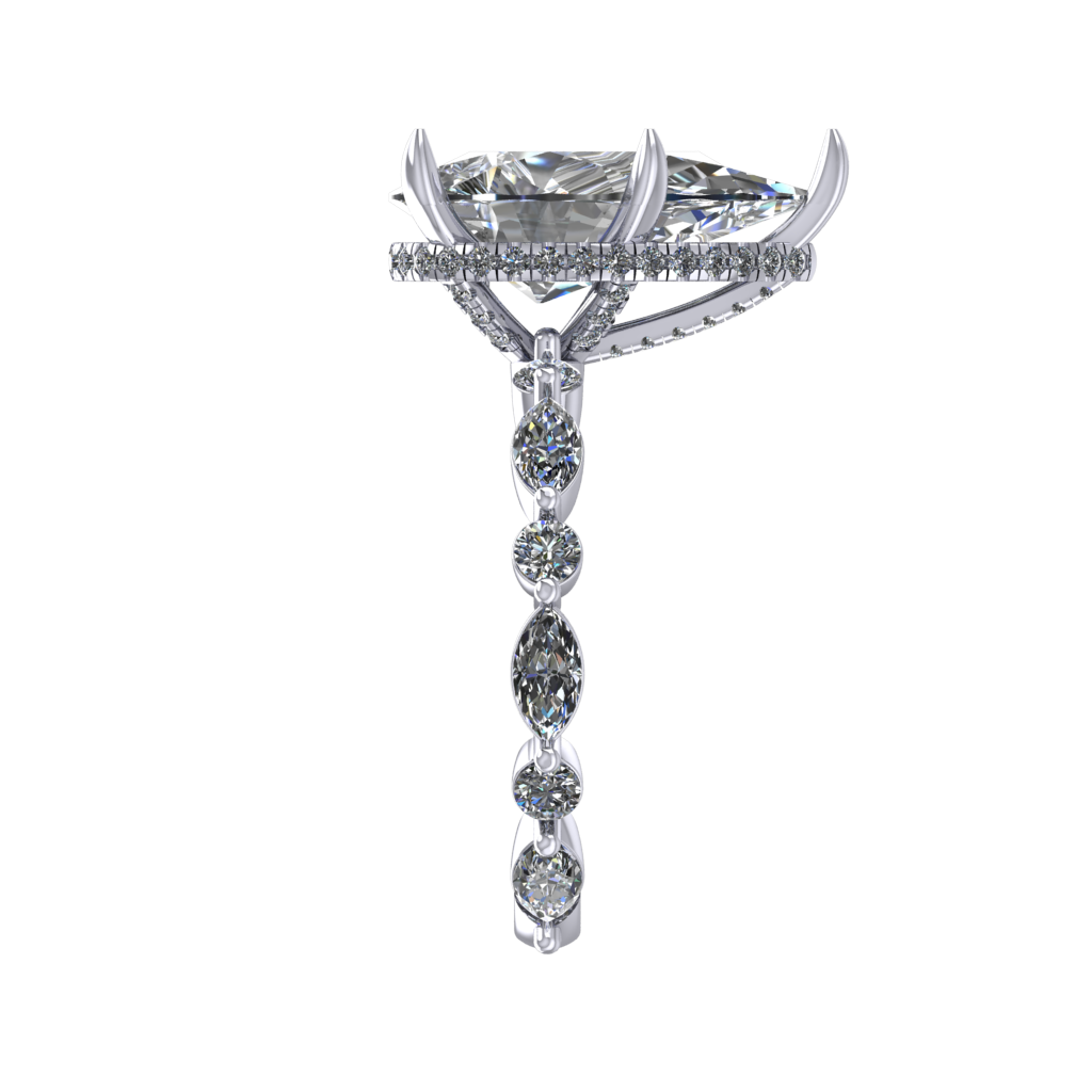 5.00 Carat Pear on Marquise Round Setting