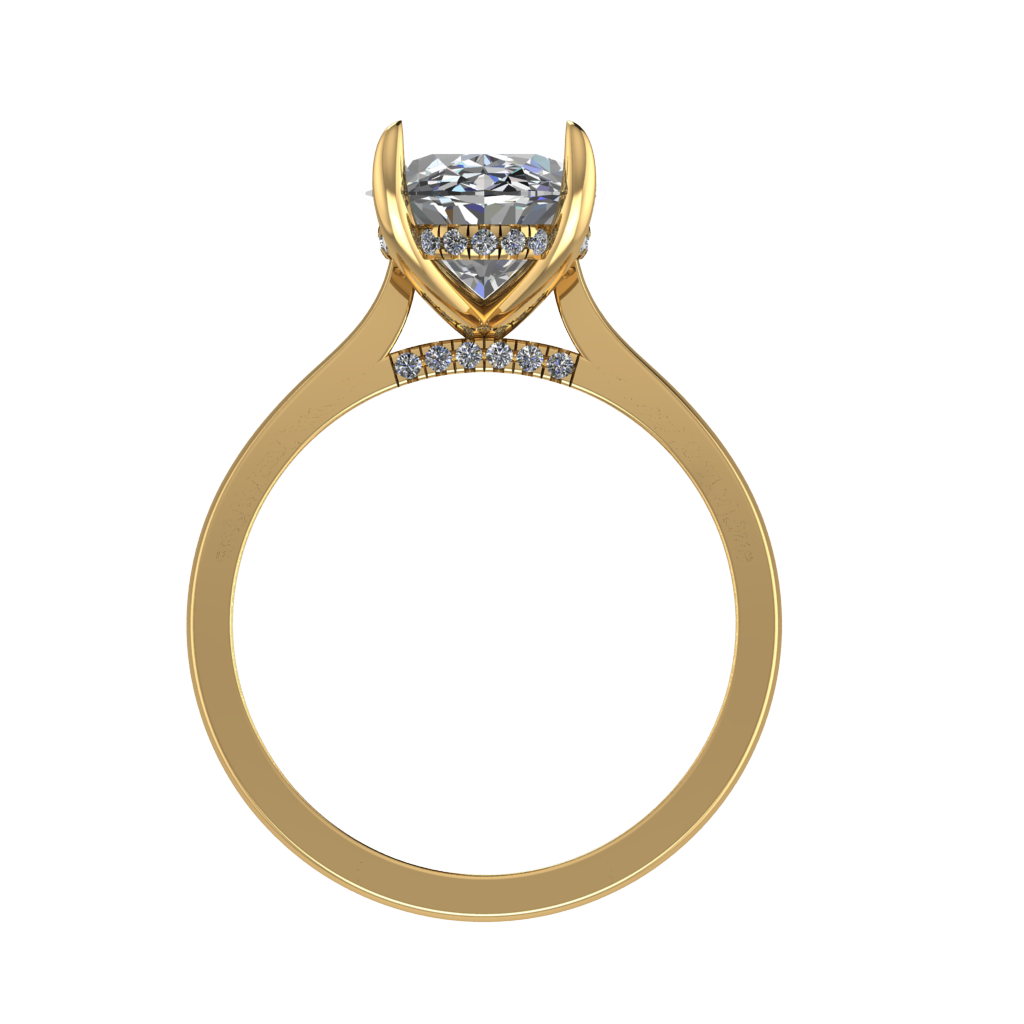 4 carat oval tapered cathedral setting