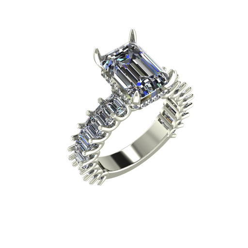 4 Carat Emerald Cut ring with emerald cut band