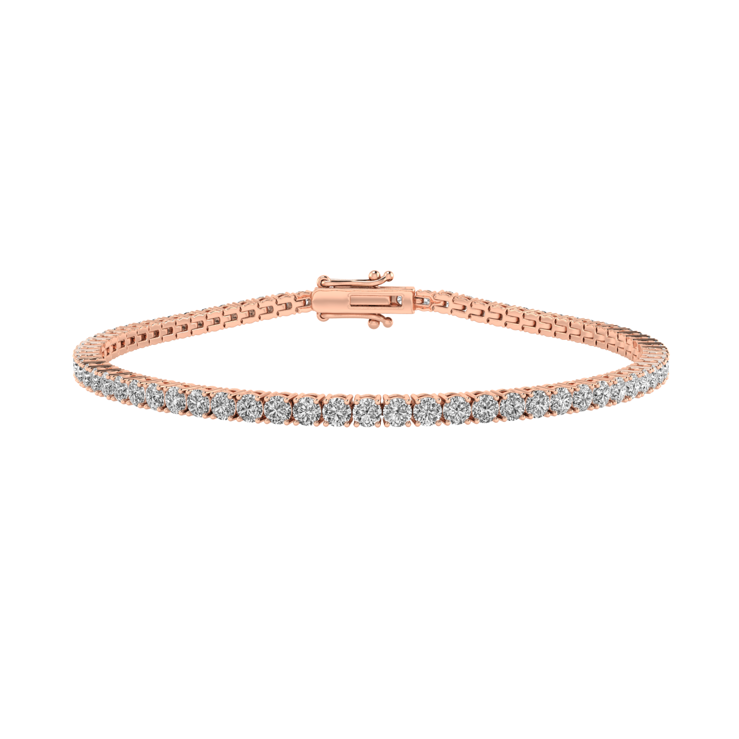 4 Prong Round Tennis Bracelet Double Safety