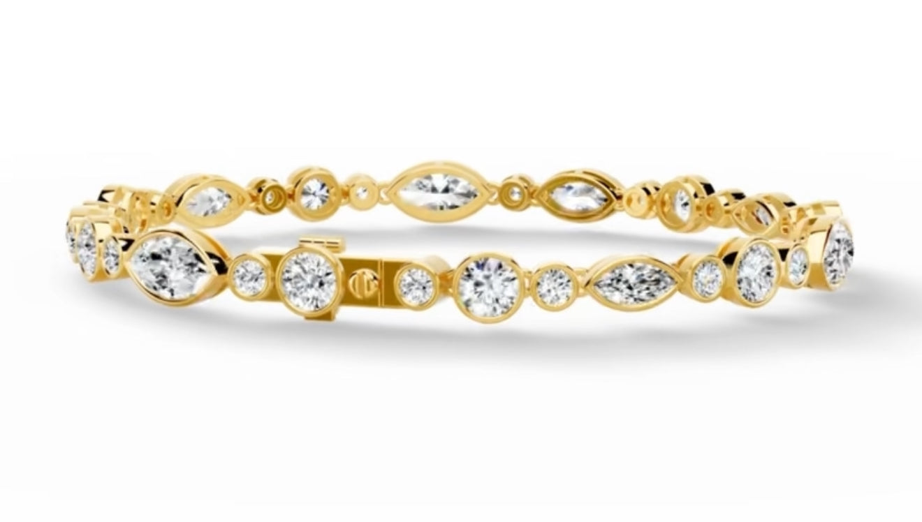 Marquise & Round Bezel Set Ladies Bracelet 10.37 carats
