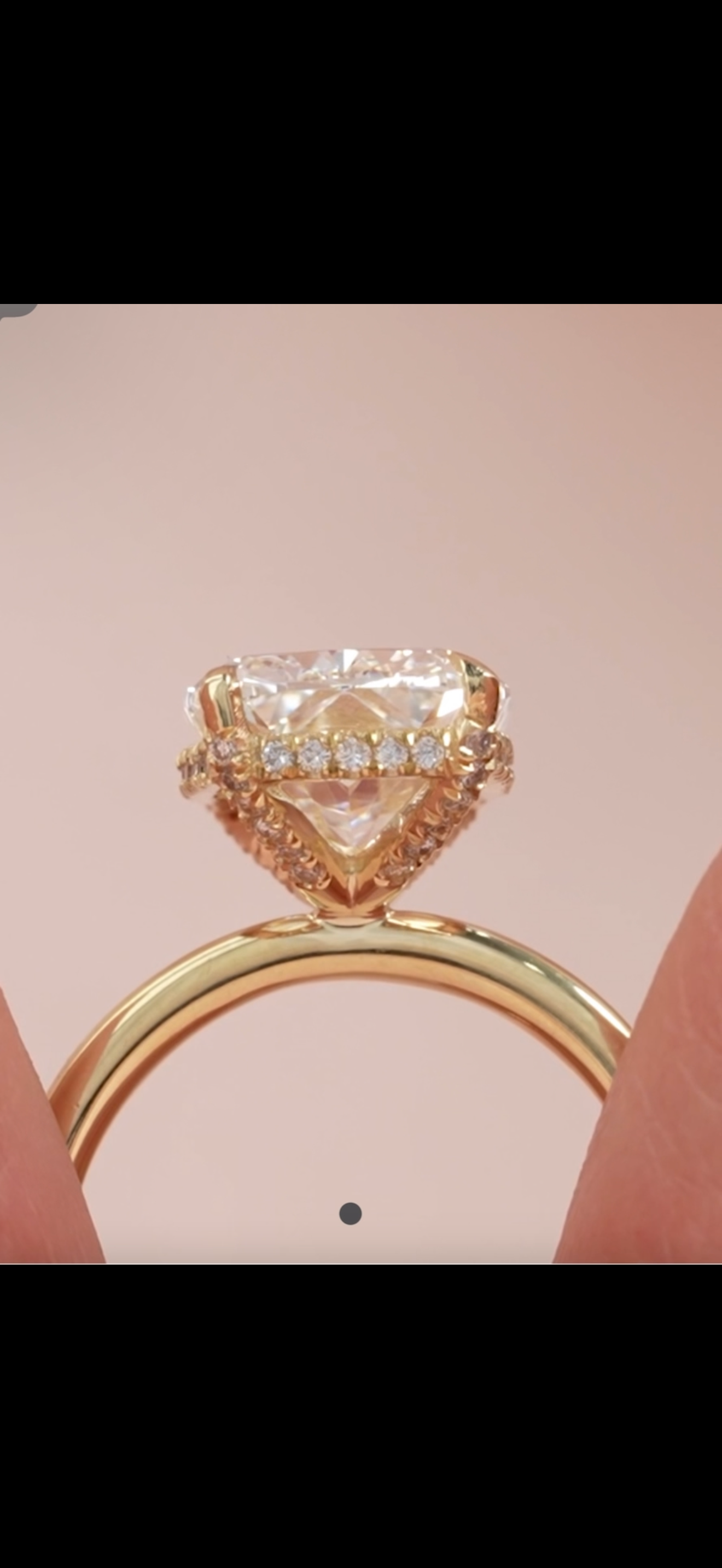 Elongated Cushion Cut Solitaire Hidden Halo