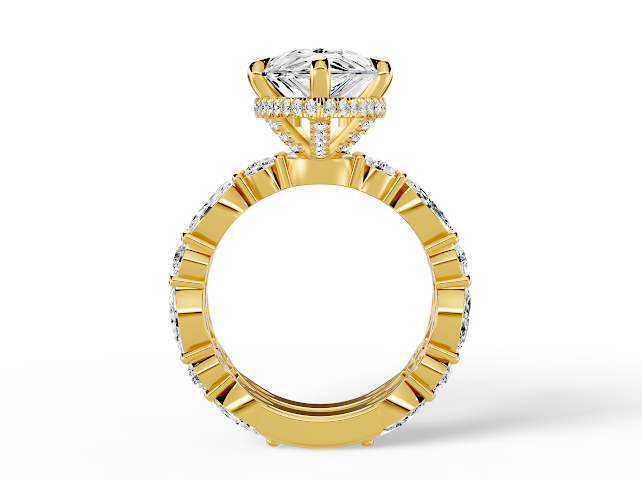 Pear on marquise round wedding band included