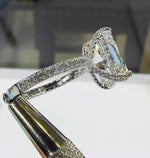 3D Pave 2.2MM Hidden Halo Setting with 5ct Radiant Cut Labgrown Diamond E Color VS1 Clarity in Platinum