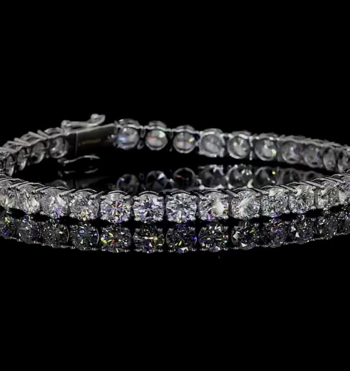 4 Prong Round Tennis Bracelet Double Safety