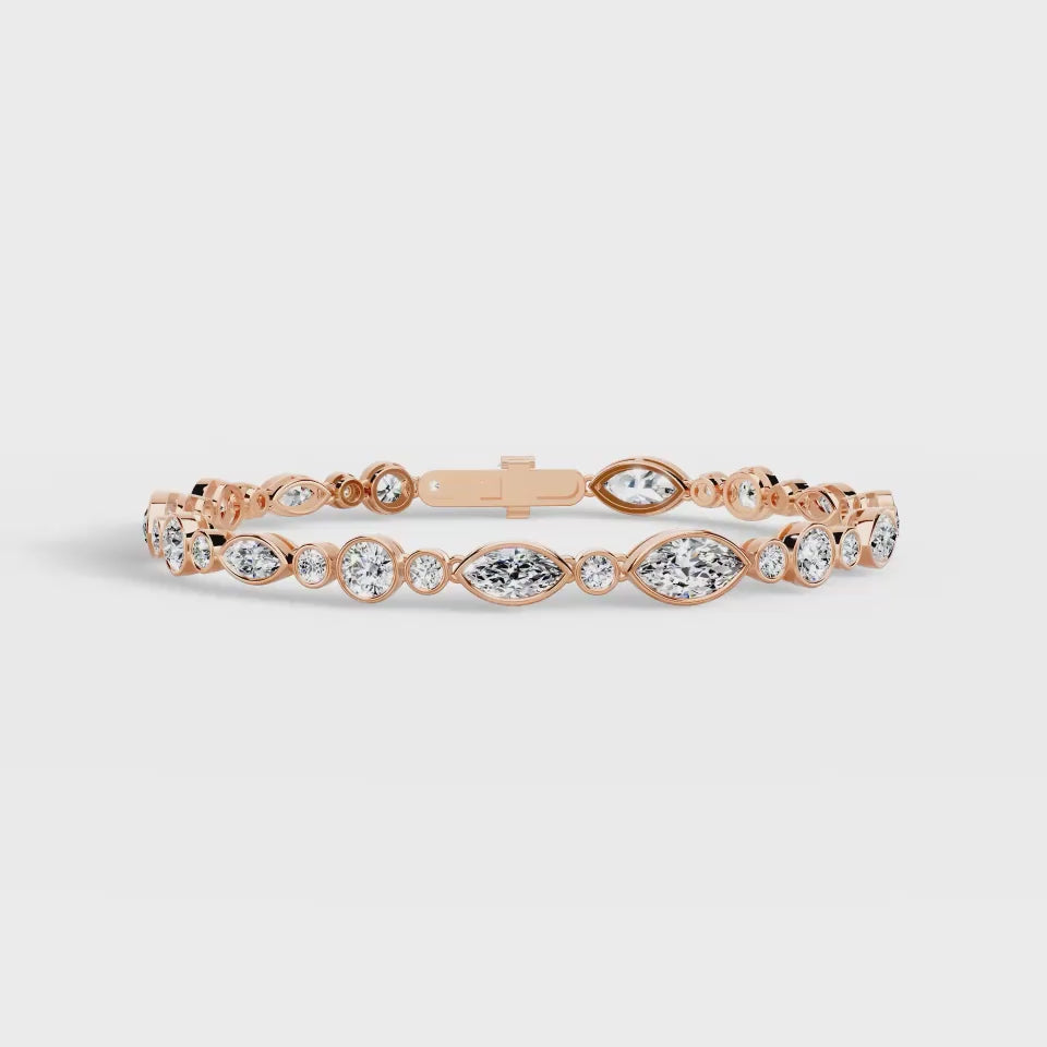 Marquise & Round Bezel Set Ladies Bracelet 10.37 carats