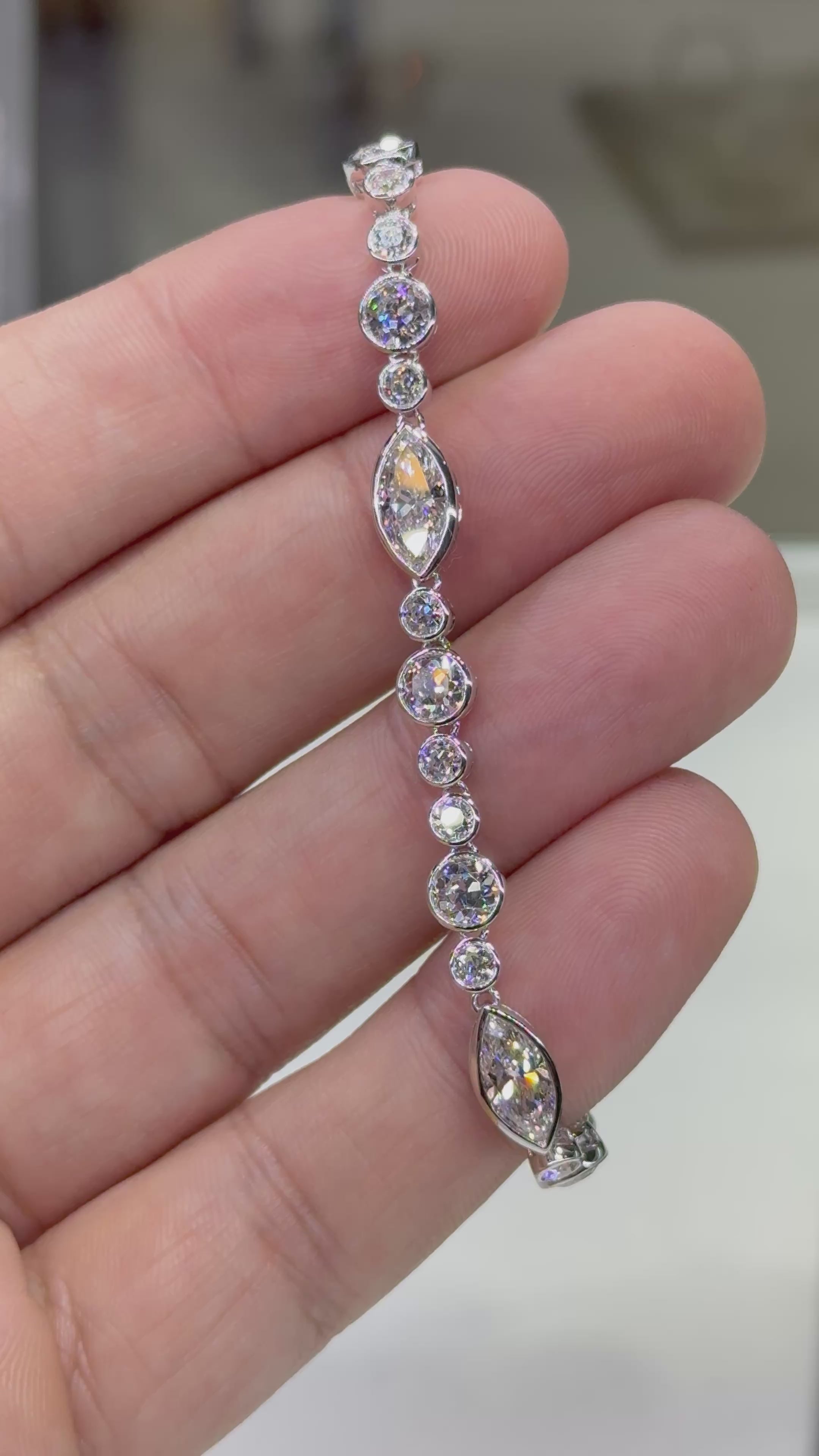 Marquise & Round Bezel Set Ladies Bracelet 10.37 carats