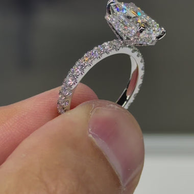 3.25 Carat Radiant Cut Signature Setting 14k White Gold