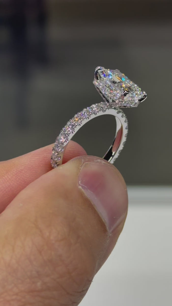 3.25 Carat Radiant Cut Signature Setting 14k White Gold