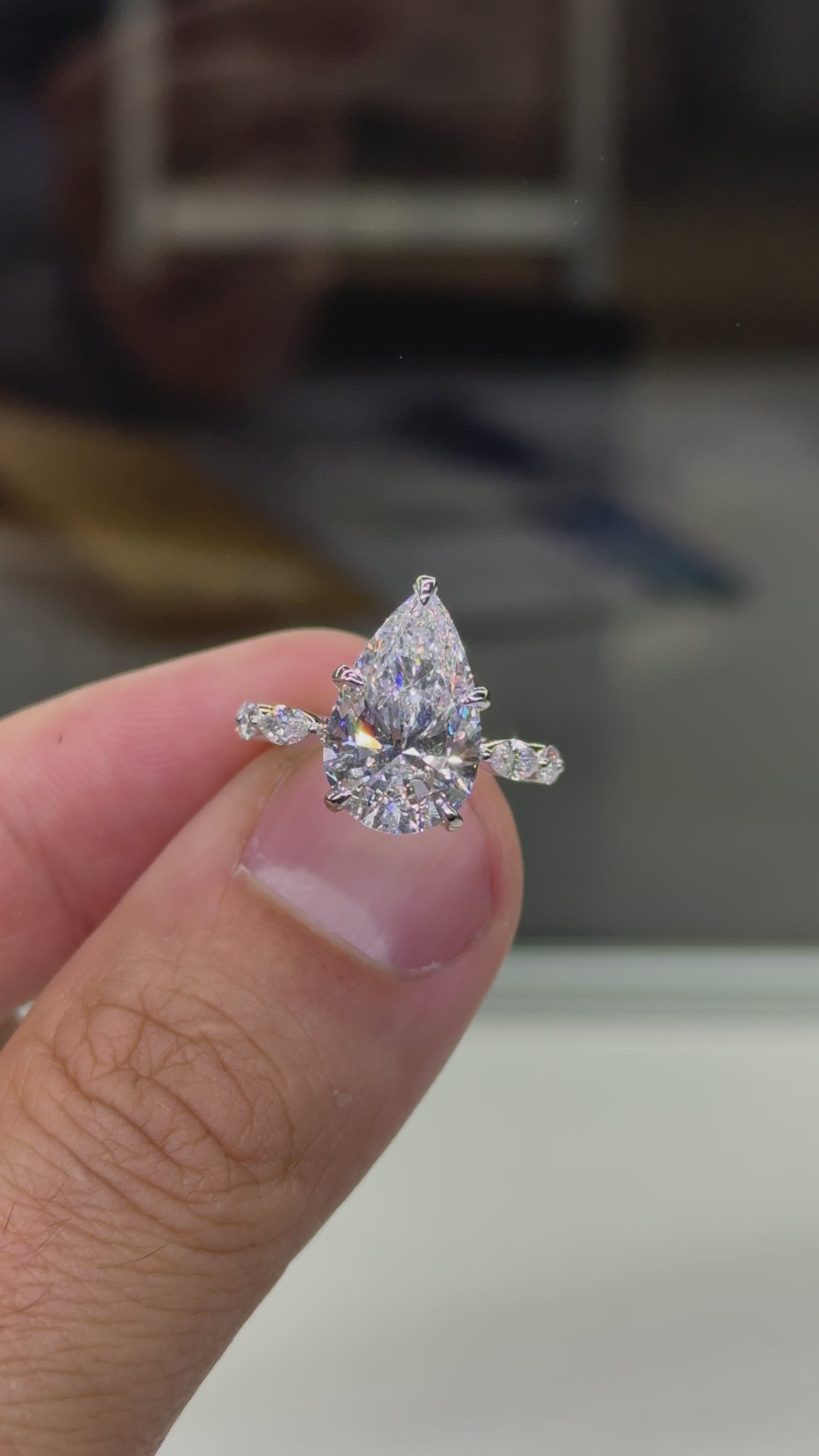 5.00 Carat Pear on Marquise Round Setting